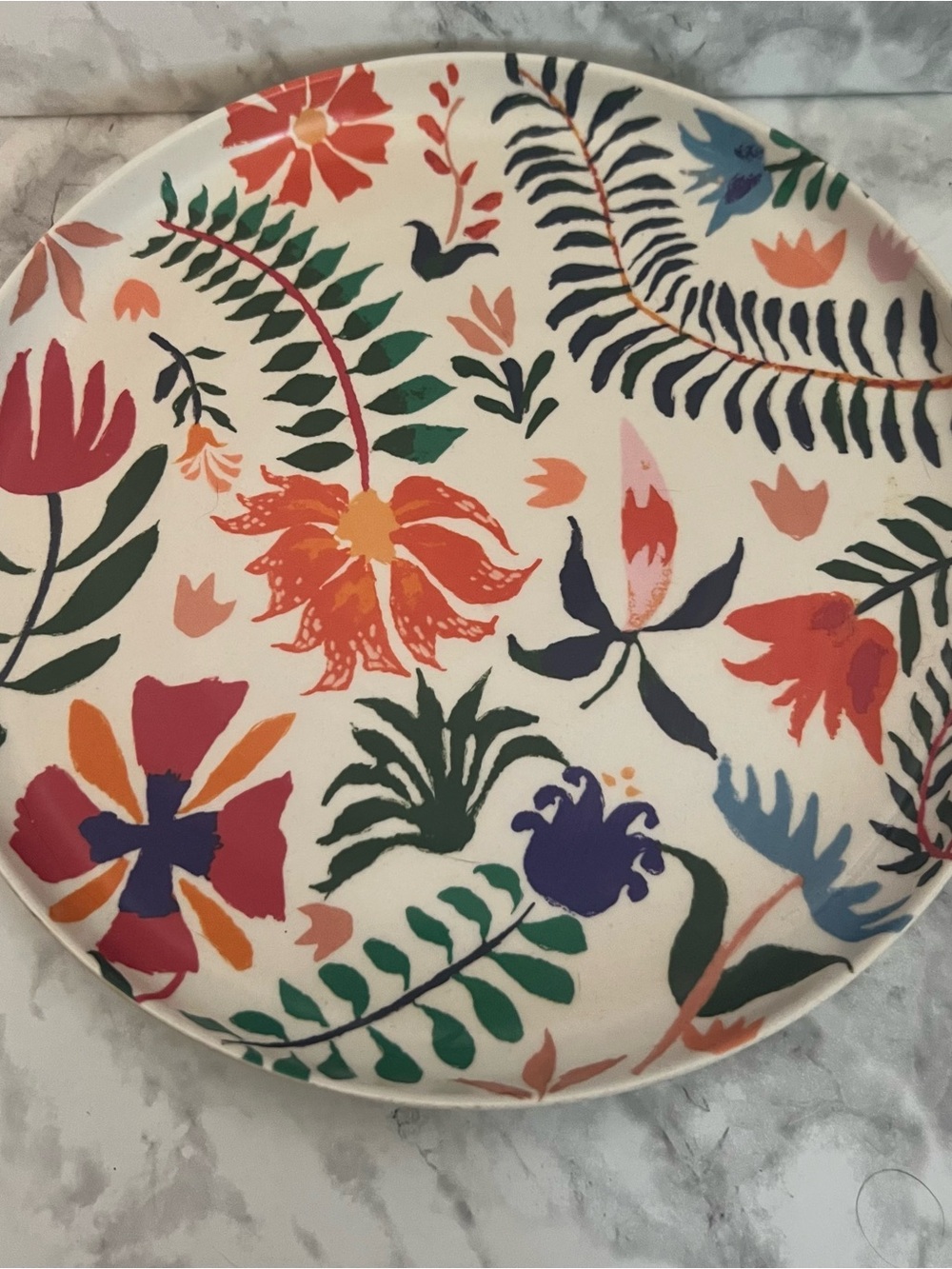 Vintage Floral Melamine Dinner Plate in Orange, Green, Navy, Pink, Purple